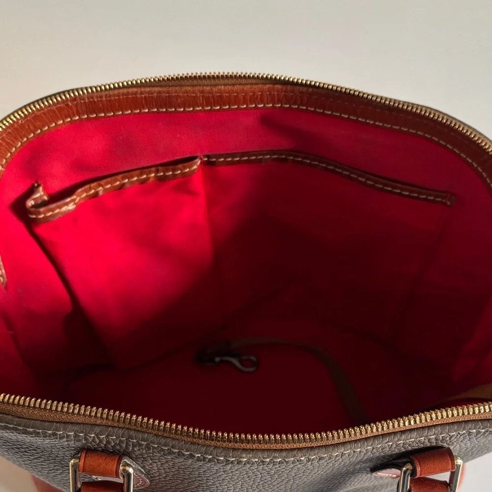 Dooney & Bourke Pebble Grain Zip Zip‎ Satchel, Elephant Gray Leather Handbag